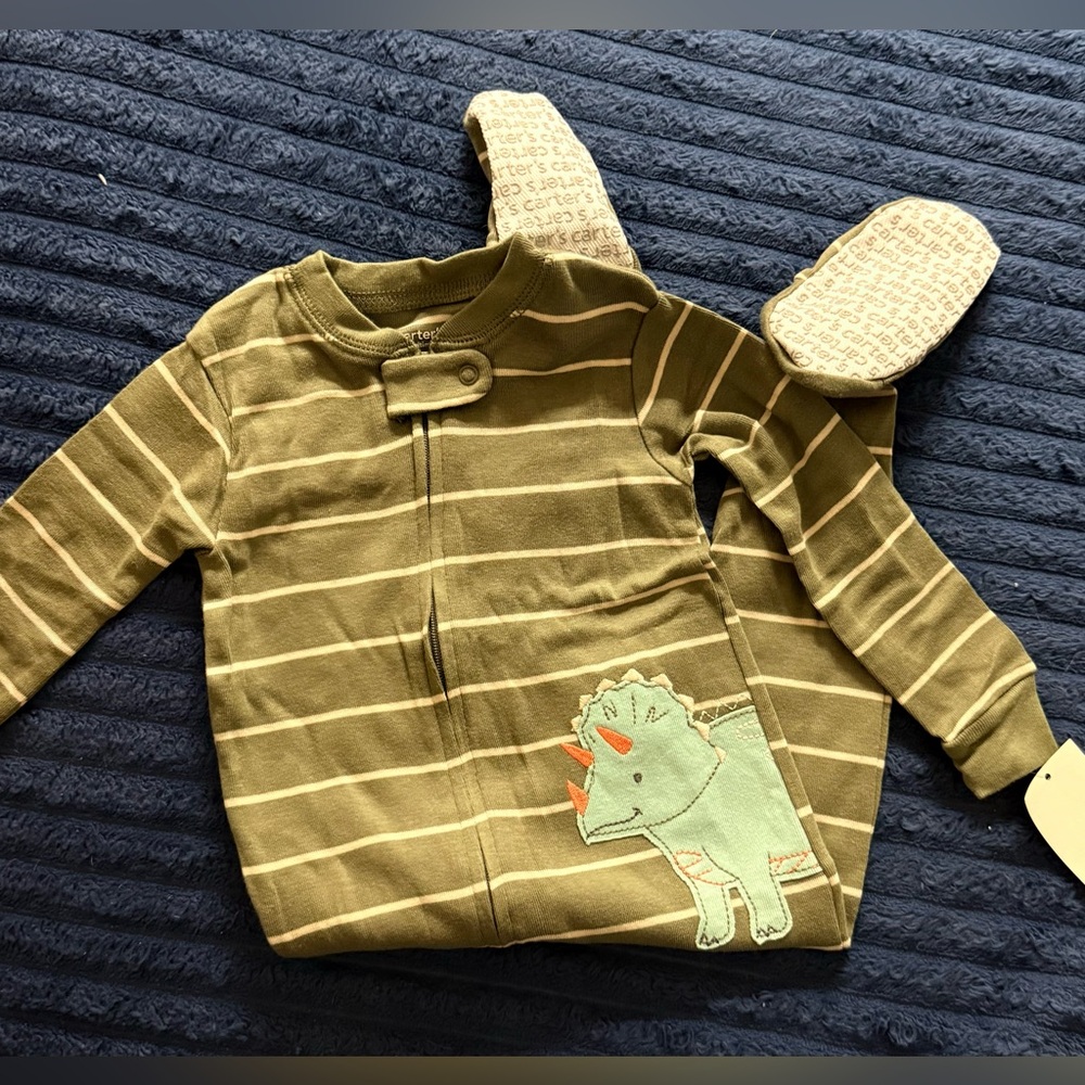Carter's Green Striped Footed Sleeper